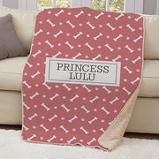Personalized Dog Bone Sherpa Blanket - Pet Lover's Custom Blanket - LED Gift Works