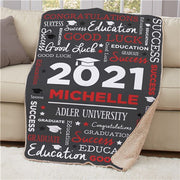 Personalized Graduation Word Art Sherpa Blanket - Custom Graduate Gift Blanket - LED Gift Works