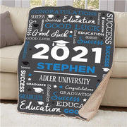 Personalized Graduation Word Art Sherpa Blanket - Custom Graduate Gift Blanket - LED Gift Works