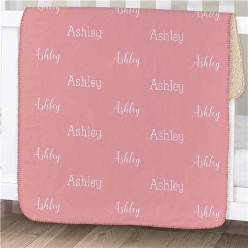 Personalized Name Word Art Sherpa Blanket - Repeating Name Typography Blanket - LED Gift Works