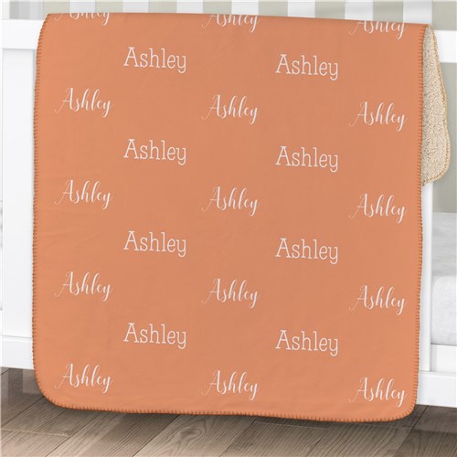 Personalized Name Word Art Sherpa Blanket - Repeating Name Typography Blanket - LED Gift Works