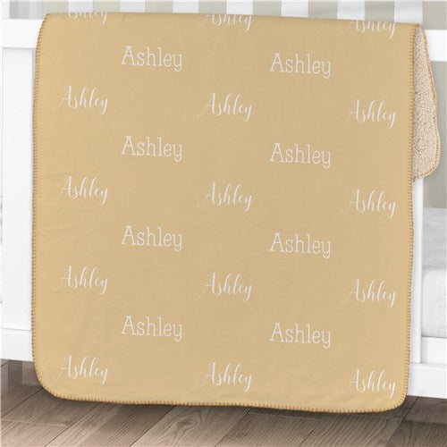 Personalized Name Word Art Sherpa Blanket - Repeating Name Typography Blanket - Way Up Gifts