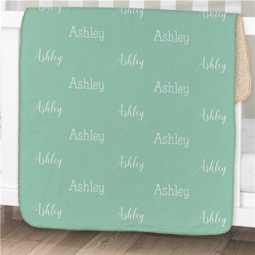 Personalized Name Word Art Sherpa Blanket - Repeating Name Typography Blanket - LED Gift Works