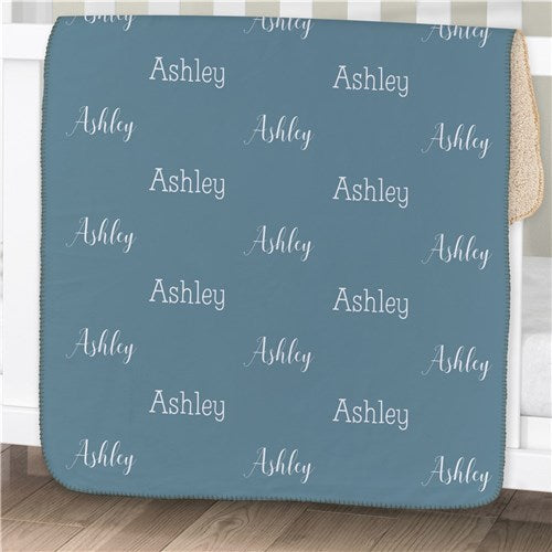 Personalized Name Word Art Sherpa Blanket - Repeating Name Typography Blanket - Way Up Gifts
