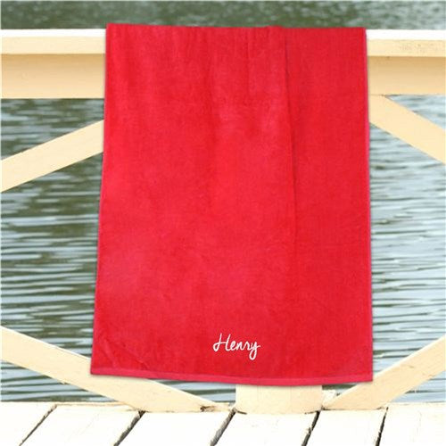 Script Font Custom Name Embroidered Beach Towel - Way Up Gifts