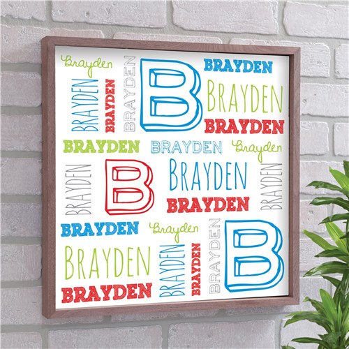 Personalized Name Wall Sign for Kids - Custom Framed Name Art for Nursery or Bedroom - Way Up Gifts