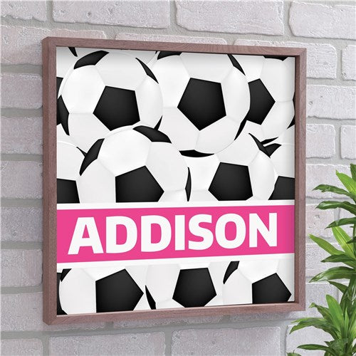 Personalized Soccer Wall Sign - Custom Framed Sports Decor for Boys or Teens - Way Up Gifts