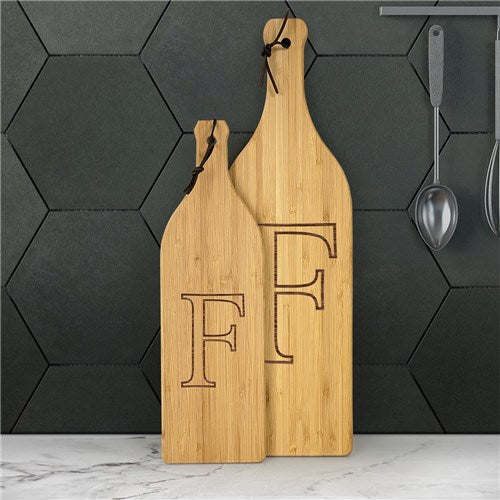 Engraved Wine Bottle Cutting Board - Personalized Wine Themed Cheese Board - LED Gift Works