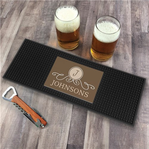 Personalized Family Name Bar Mat - Custom Home Bar Gift - LED Gift Works