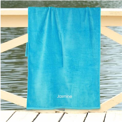 Block Font Custom Name Embroidered Beach Towel - LED Gift Works