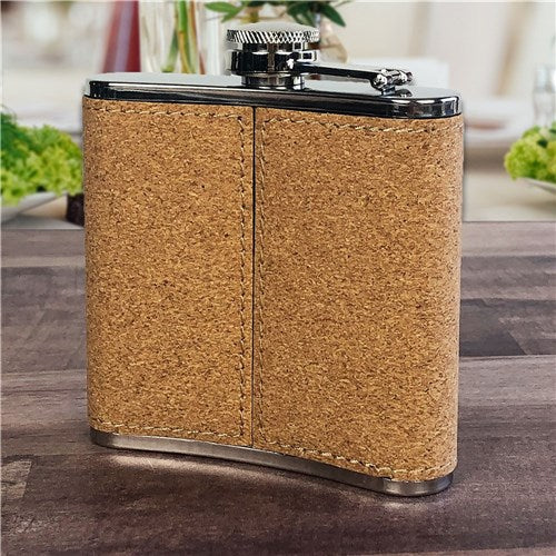 Engraved Groomsmen Cork Flask - Personalized with Name & Initial - LED Gift Works