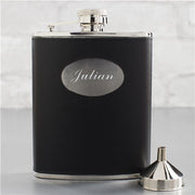 Black Leatherette Flask - Custom Engraved Groomsmen Gift - LED Gift Works