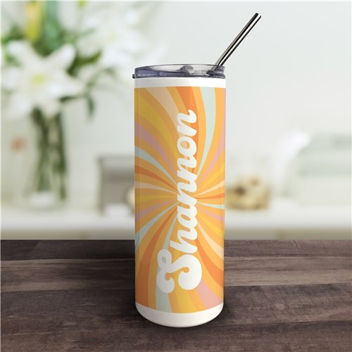 Retro Sunburst Tumbler - Personalized Summer Design with Straw - LED Gift Works