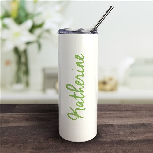 Vertical Script Name Tumbler - Personalized 20 oz. with Straw & Lid - Way Up Gifts