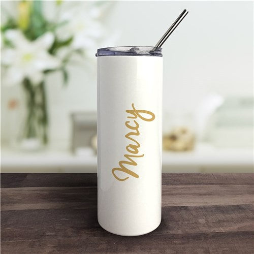 Vertical Script Name Tumbler - Personalized 20 oz. with Straw & Lid - Way Up Gifts