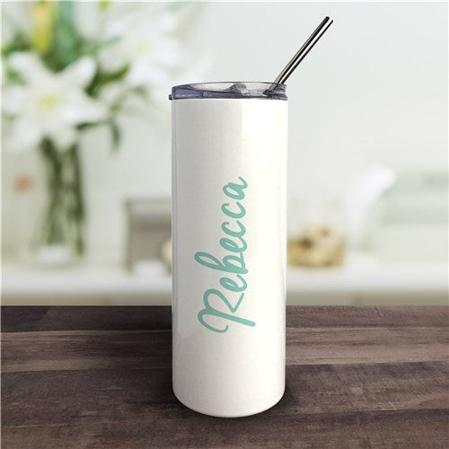 Vertical Script Name Tumbler - Personalized 20 oz. with Straw & Lid - Way Up Gifts