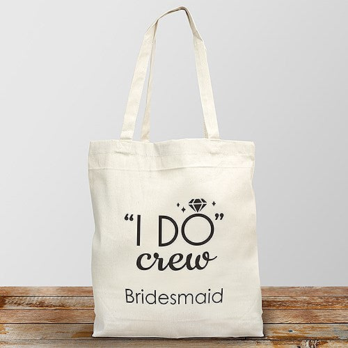 Custom Canvas Tote - Personalized "I Do Crew" Bridal Party Bag - LED Gift Works