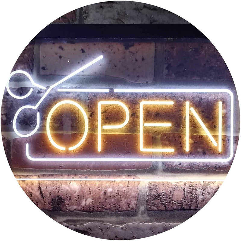 Scissors Open Barber Salon Hair Cuts LED Light Sign - LED Gift Works