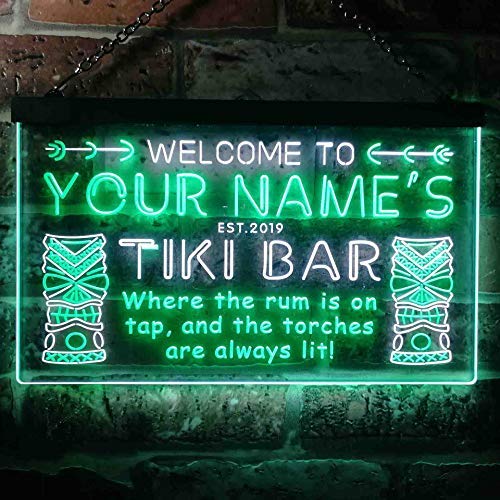 Personalized Tiki Bar LED Light Sign - Way Up Gifts