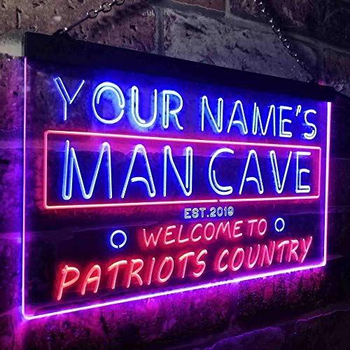 Personalized Patriots Country Man Cave LED Light Sign - Way Up Gifts