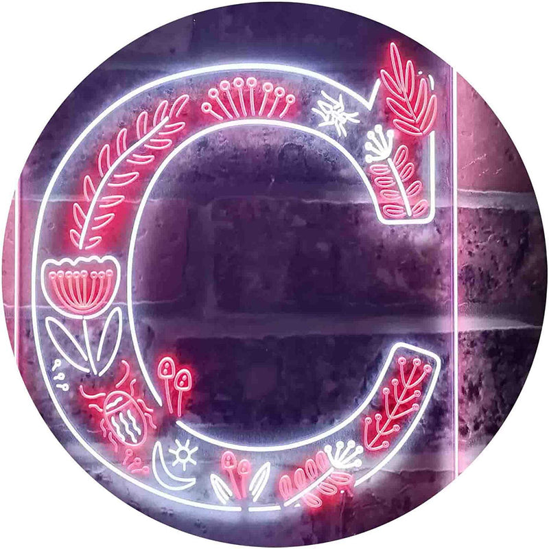 Family Name Letter C Monogram Initial LED Light Sign - LED Gift Works