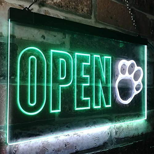 Open Paw Print Dog Grooming LED Light Sign - Way Up Gifts