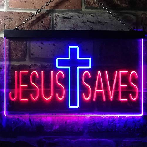 Cross Jesus Saves LED Light Sign - Way Up Gifts