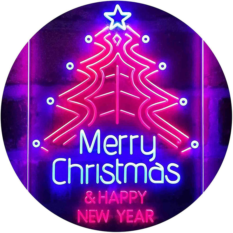 Merry Christmas Happy New Year LED Light Sign - LED Gift Works