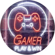 Gamer Play Win Game Room LED Light Sign - LED Gift Works
