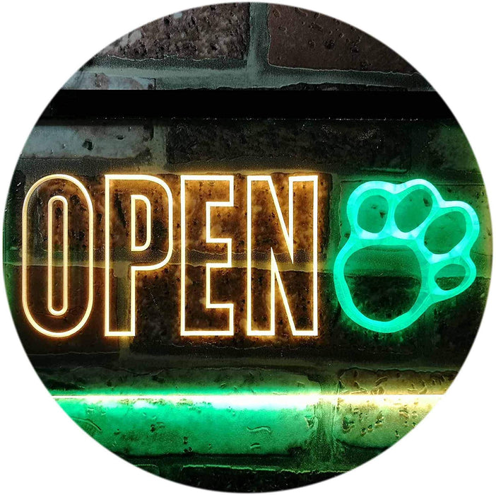 Open Paw Print Dog Grooming LED Light Sign - Way Up Gifts
