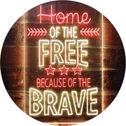 USA Home of The Free Because of The Brave LED Light Sign - LED Gift Works