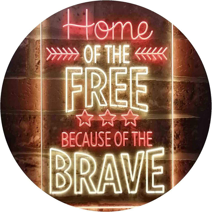 USA Home of The Free Because of The Brave LED Light Sign - Way Up Gifts