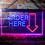Arrow Order Here LED Light Sign - LED Gift Works