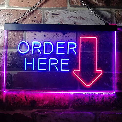 Arrow Order Here LED Light Sign - LED Gift Works