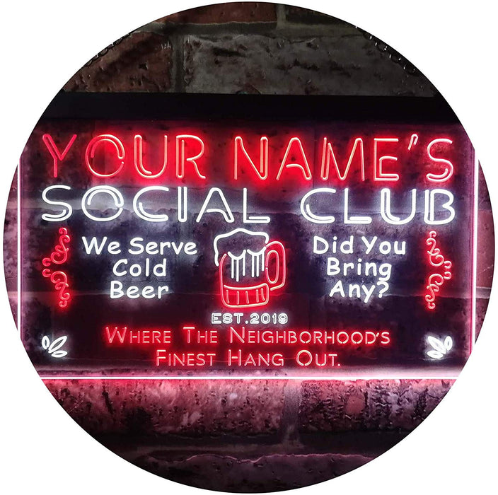 Personalized Social Club LED Light Sign - Way Up Gifts
