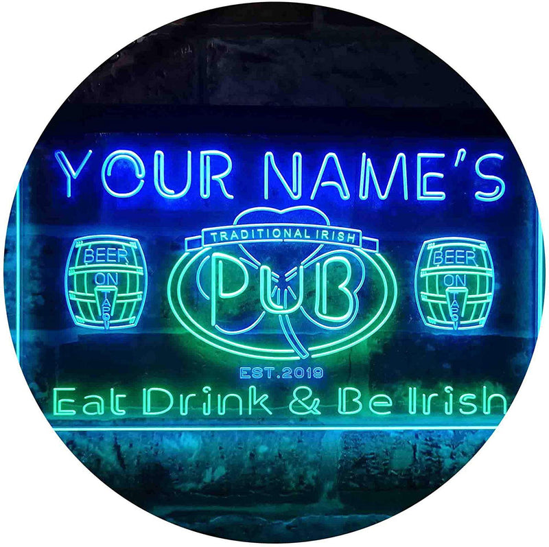 Personalized Traditional Irish Pub LED Light Sign - LED Gift Works