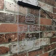 Hamburgers Drinks and Food LED Light Sign - LED Gift Works