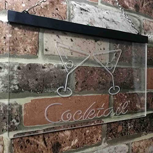 Cocktail Glasses Bar LED Light Sign - LED Gift Works