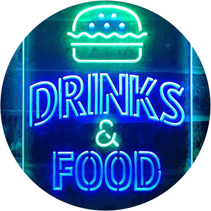 Hamburgers Drinks and Food LED Light Sign - Way Up Gifts