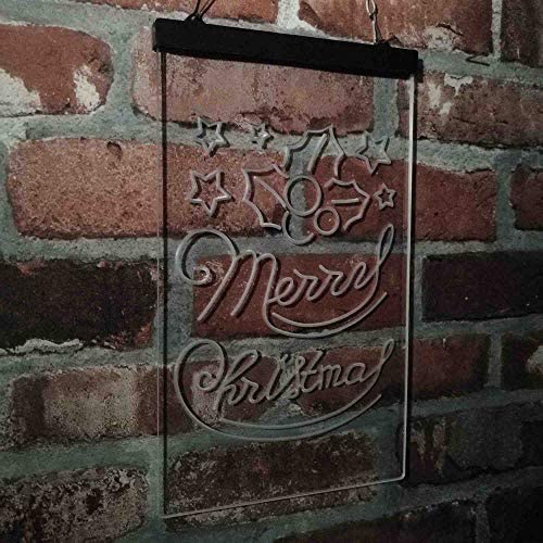 Merry Christmas Holly Leaves Star LED Light Sign - Way Up Gifts