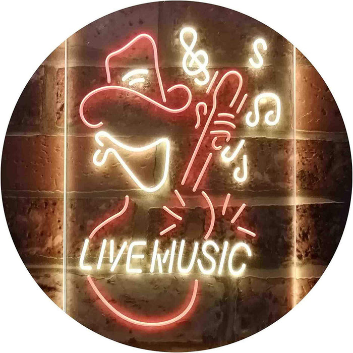 Cowboy Guitar Live Music LED Light Sign - Way Up Gifts