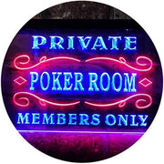 Private Poker Room Members Only LED Light Sign - LED Gift Works