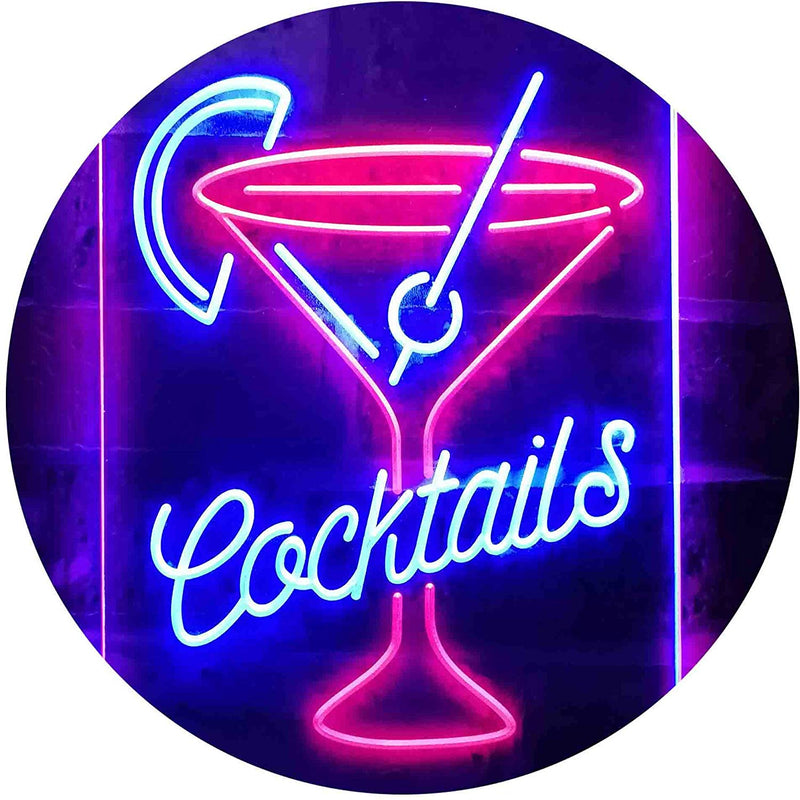 Cocktails Glass Bar Display LED Light Sign - LED Gift Works