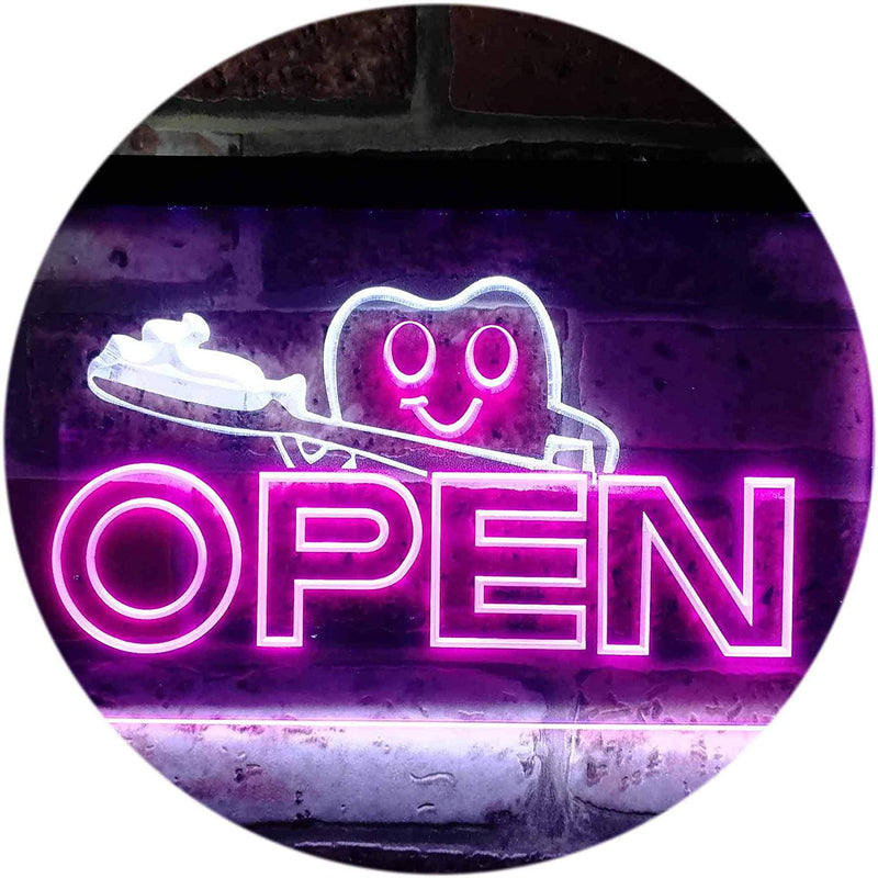 Open Toothbrush Dentist LED Light Sign - LED Gift Works