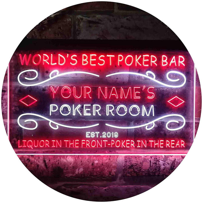 Personalized Poker Room Bar LED Light Sign - Way Up Gifts