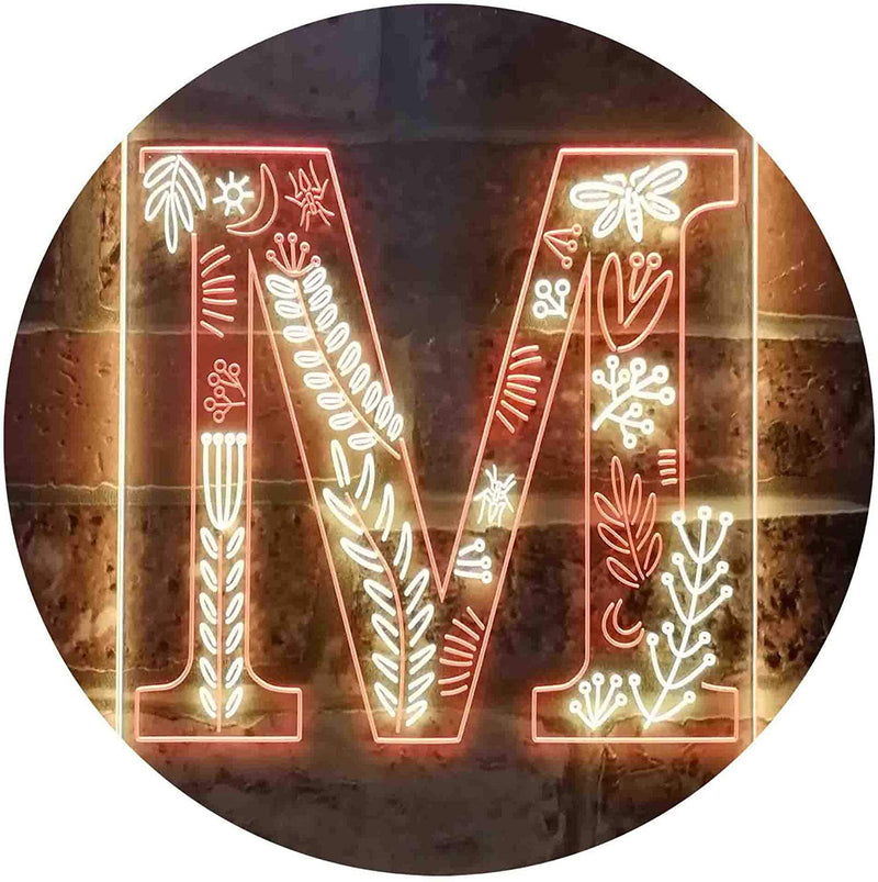 Family Name Letter M Initial Monogram LED Light Sign - LED Gift Works