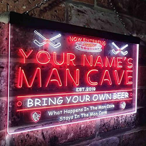 Personalized Sports Hockey Theme Man Cave LED Light Sign - Way Up Gifts