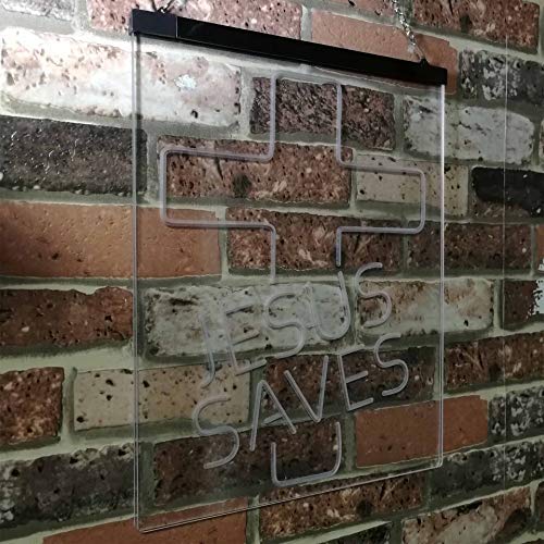 Christian Cross Jesus Saves LED Light Sign - LED Gift Works