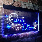 Carpe Diem Seize The Day Bedroom Quote LED Light Sign - LED Gift Works