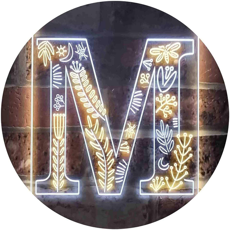 Family Name Letter M Initial Monogram LED Light Sign - LED Gift Works
